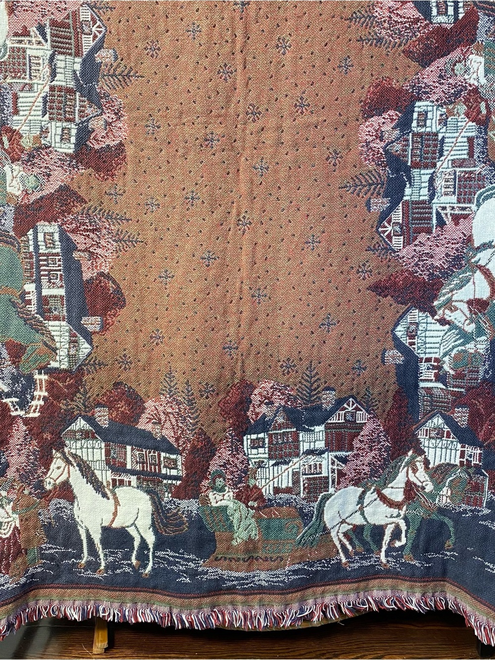 American Sleigh Ride, Christmas Tapestry Throw Blanket, 70 x 50, Goodwin Weavers - Picture 8 of 8